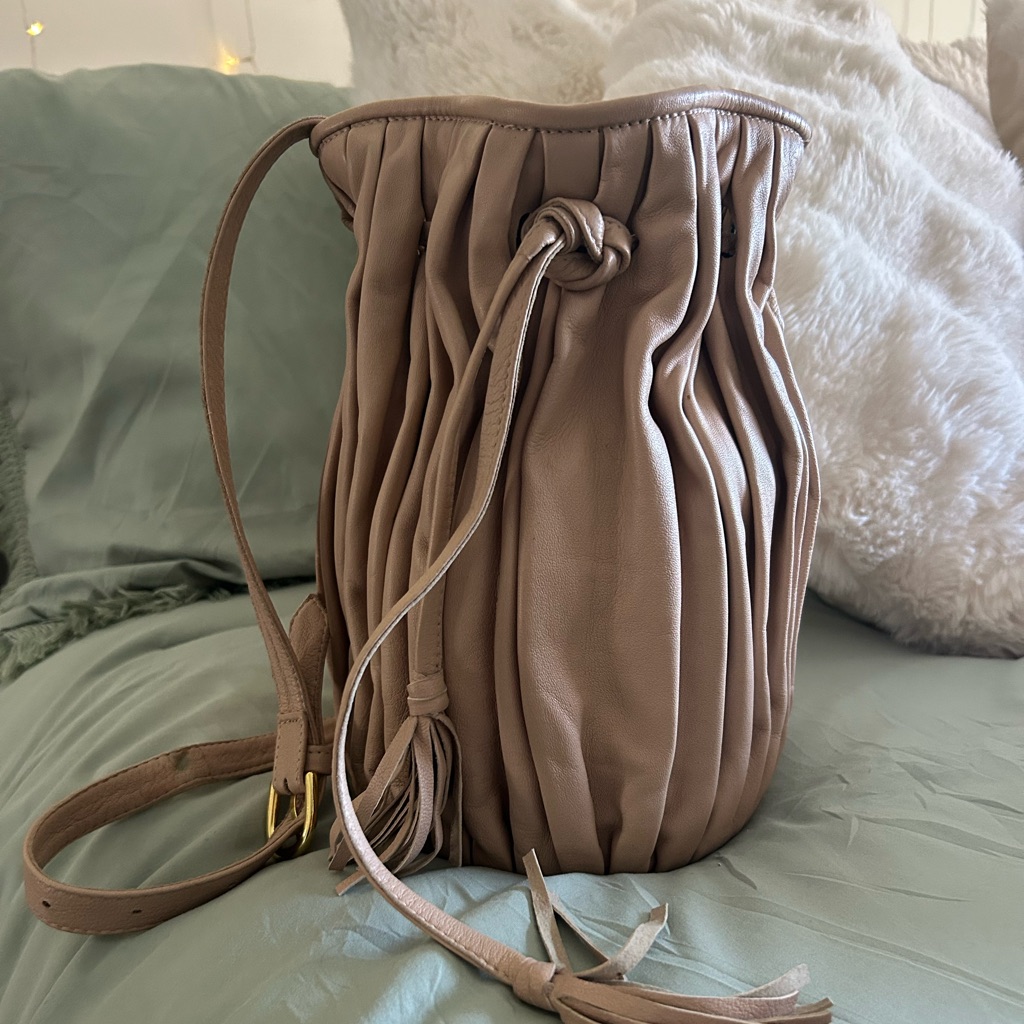 Cleobella Leather Bucket Bag W/Drawstring Closure